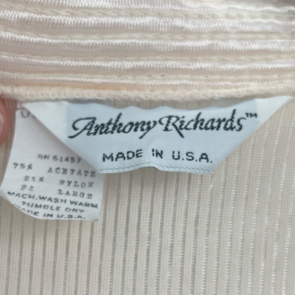 Vintage 80s Nylon Anthony Richards Long Lightweight Cream Robe with Pockets Larg - Picture 9 of 12